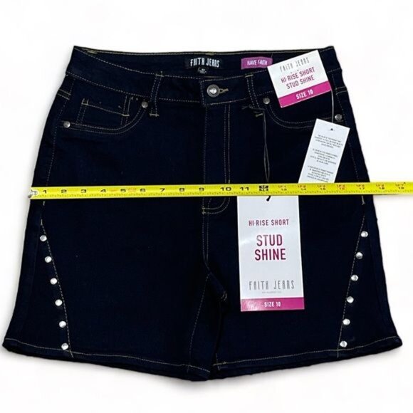 Faith Jeans Women's Hi-Rise Short Stud Shine size 10" - Picture 5 of 11